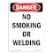 Signmission OSHA Danger Sign, No Smoking Or Welding, 10in X 7in Decal, 7" W, 10" L, Portrait OS-DS-D-710-V-2438 - alternate 1